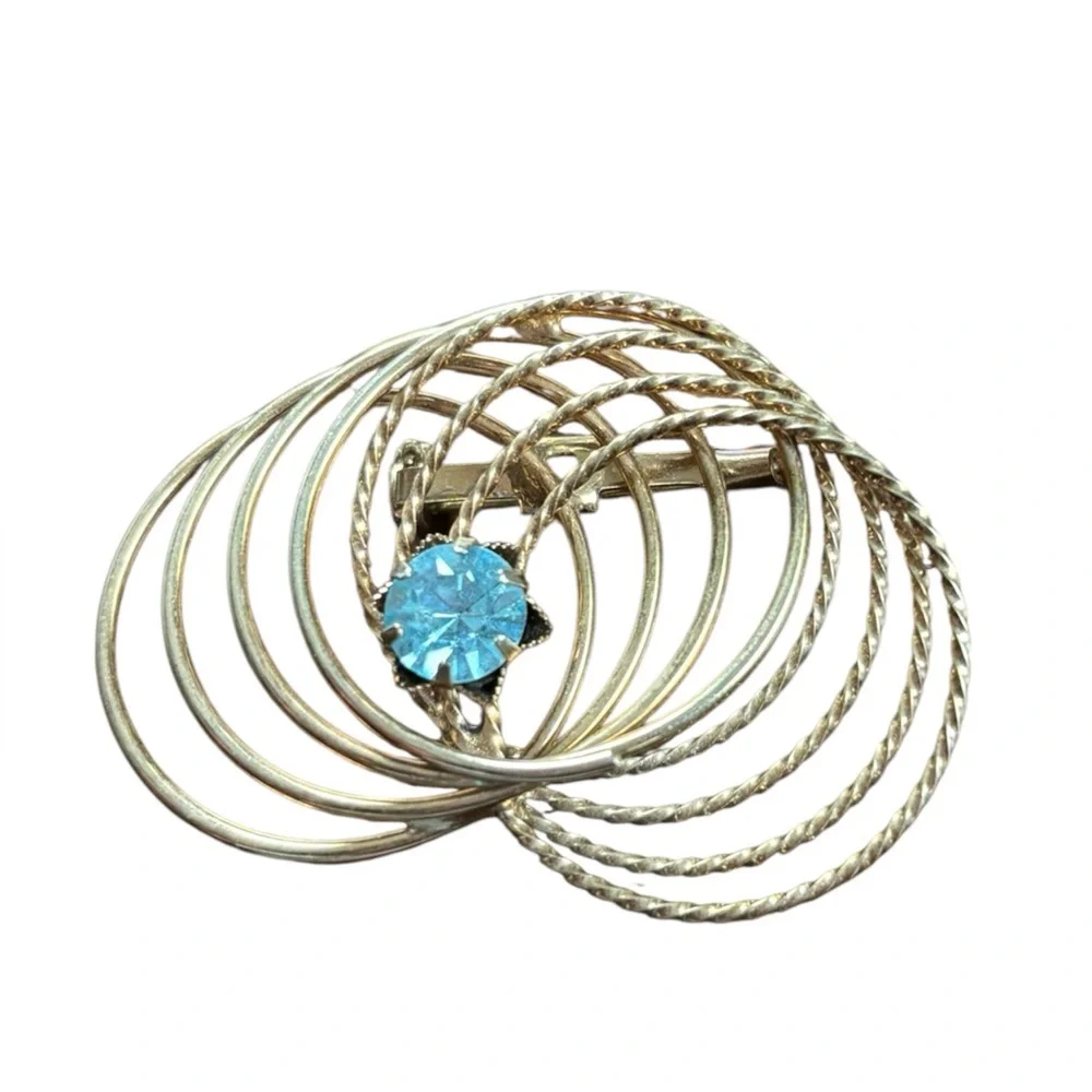 Vintage Gold-tone and Blue Brooch